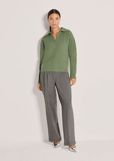 Schimmernder Pullover mit Polo-Kragen thumbnail 2