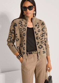 Jacquard-Strickblouson mit Leopardenmuster thumbnail 4