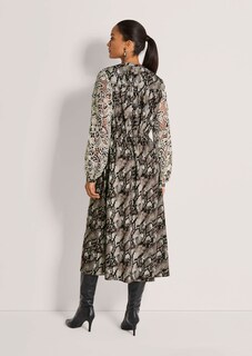 Kleid mit Schlangen-Print und Spitzen-Ärmeln thumbnail 3