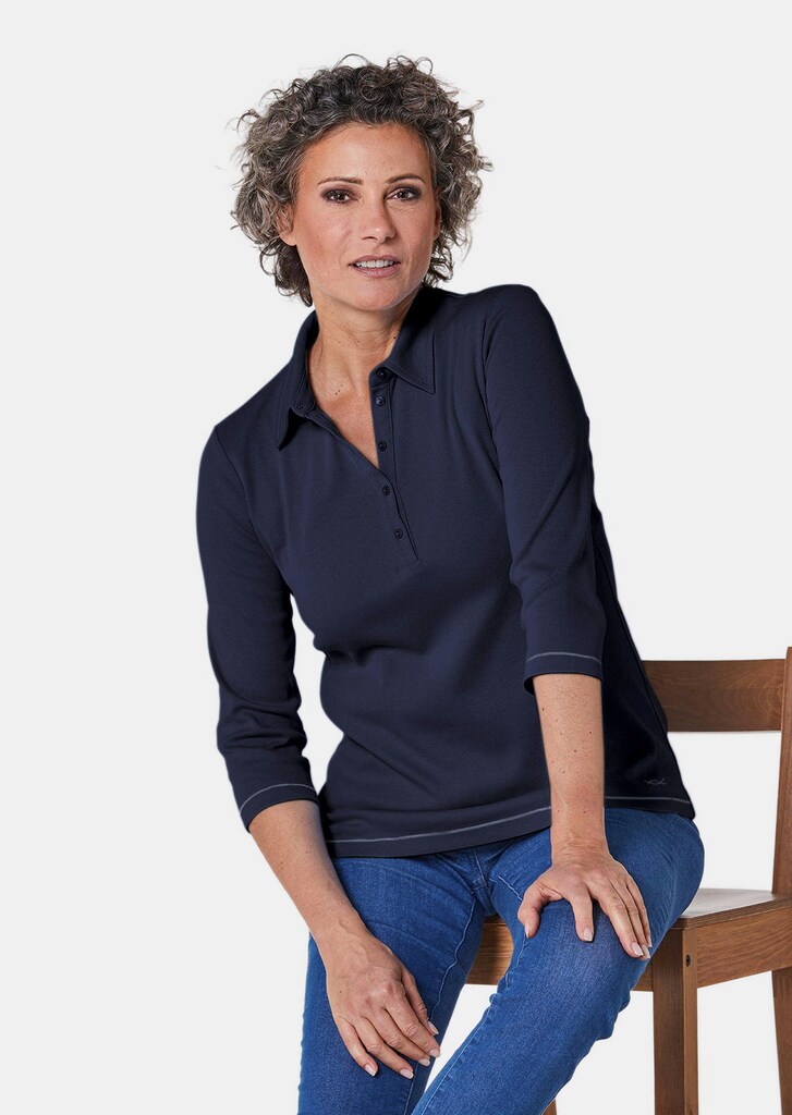 Basic-Poloshirt mit Stickerei aus reiner Baumwolle