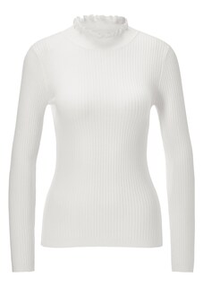Slim ribbed jumper with ruffled collar thumbnail 1