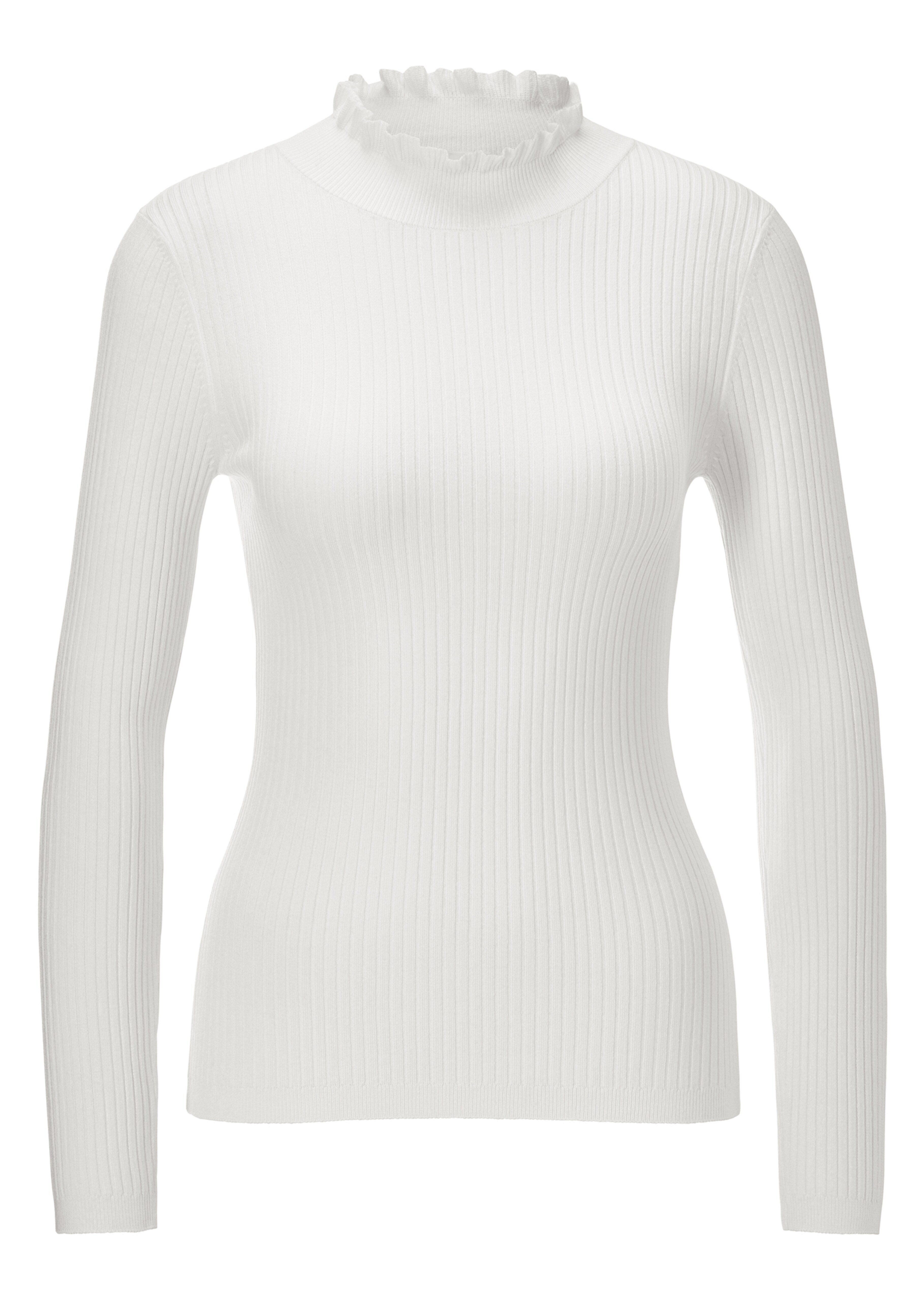 Slim ribbed jumper with ruffled collar