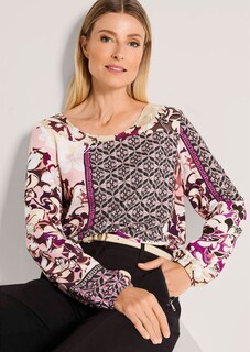Bluse mit Blumenprint und Bordüre thumbnail 4
