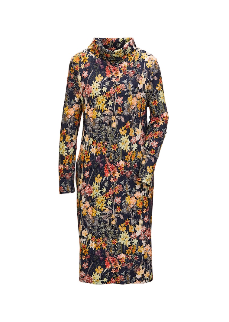 Gedessineerde jurk met afstaande col
