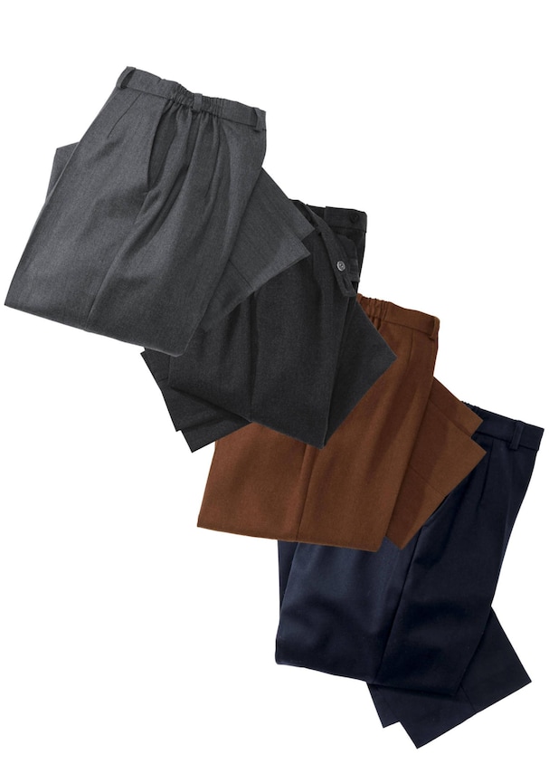 Twee kreukarme broeken met elastische tailleband 2