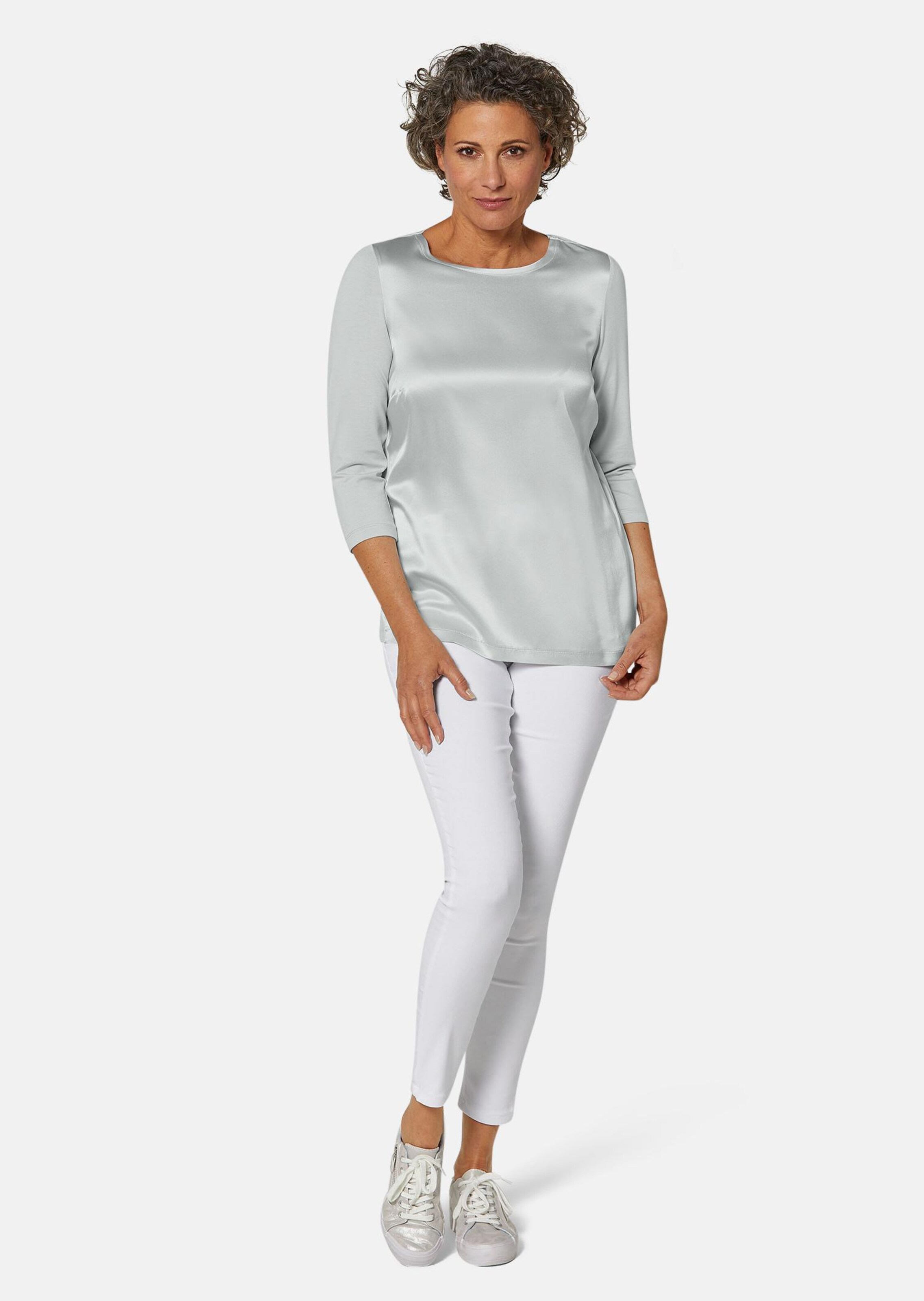 Chemisier avec empiècements en soie - gris - Gr. 24 de Goldner Fashion