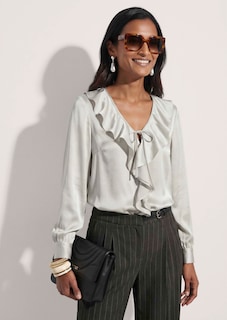 Blouse en satin avec volants thumbnail 4