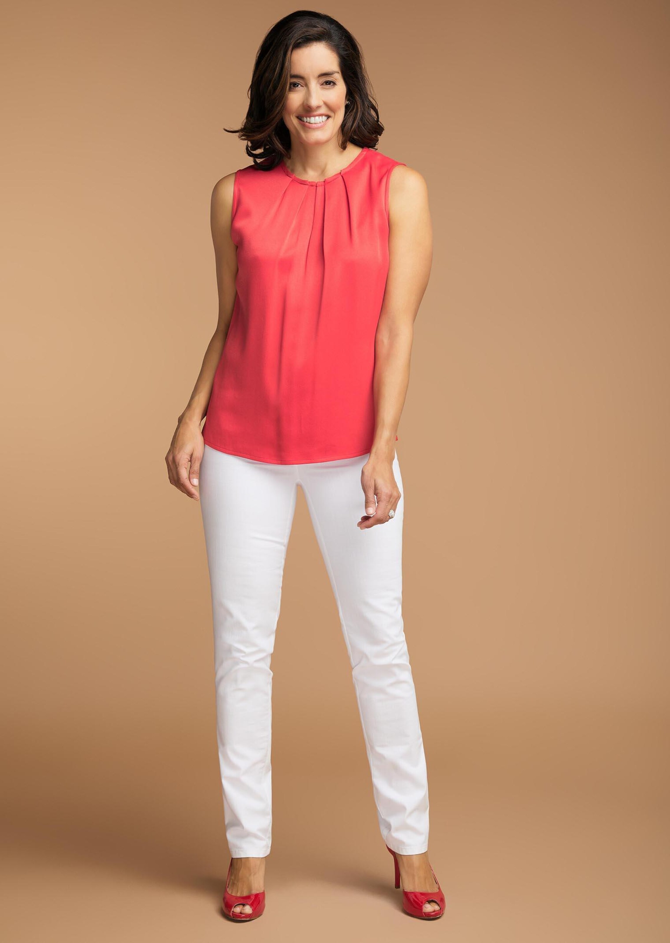 Elégant bustier avec encolure raffinée - corail - Gr. 50 de Goldner Fashion