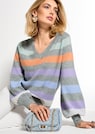 Gestreifter Pullover mit V-Ausschnitt thumbnail 7