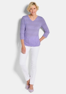 Leichter Strickpullover mit Ajourmuster thumbnail 2
