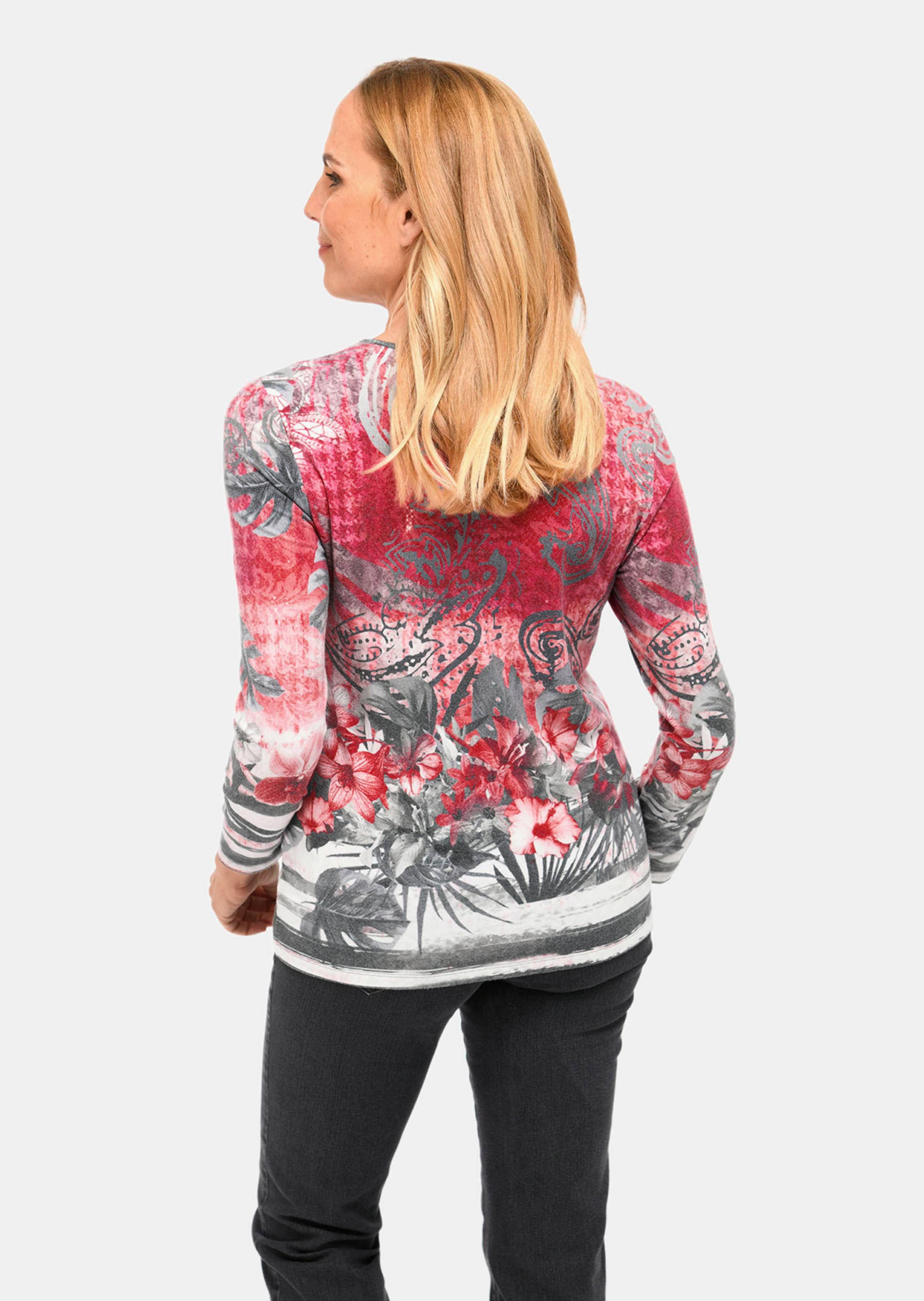 T-shirt en flanelle - corail / gris / à motifs - Gr. 25 de Goldner Fashion