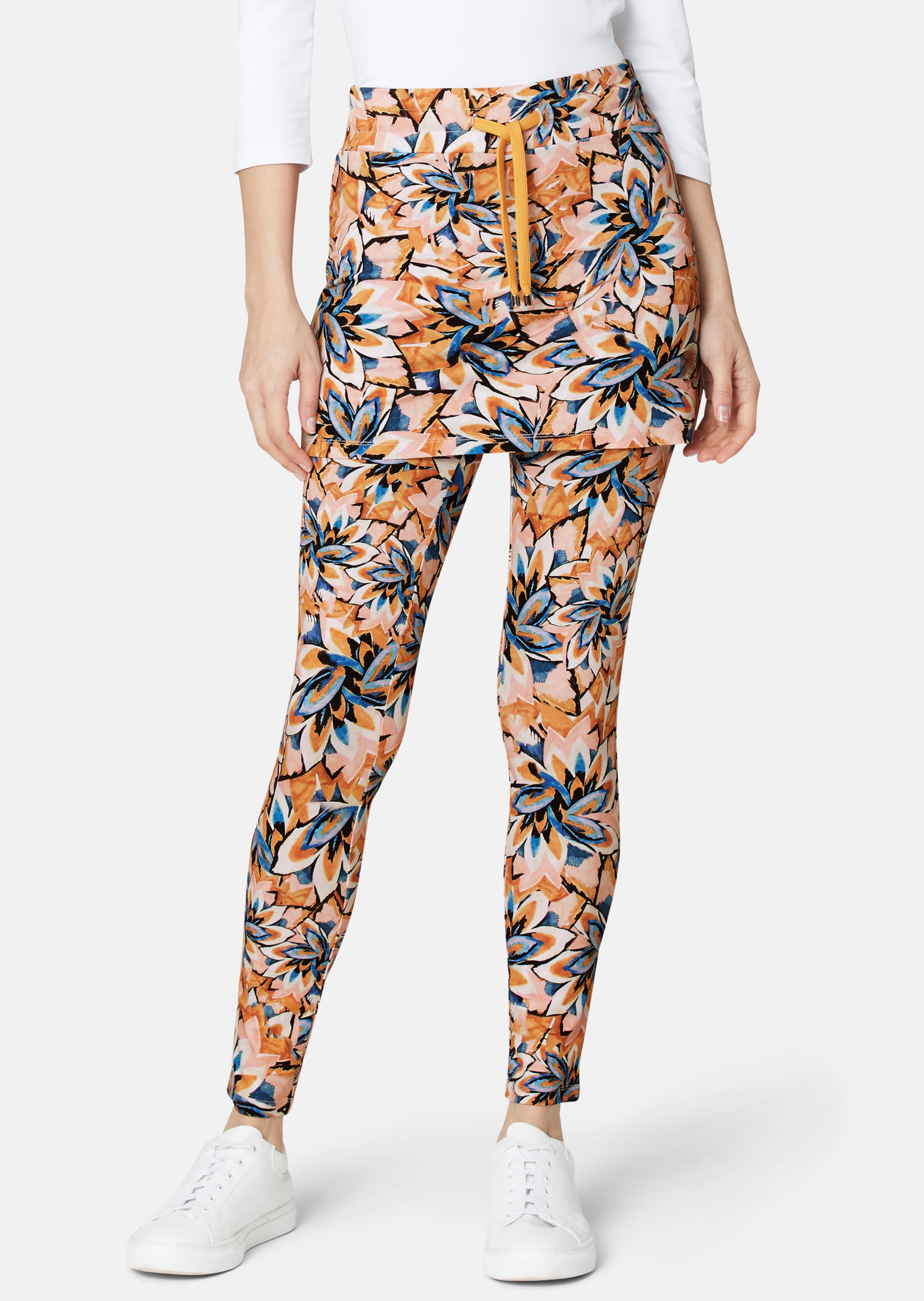 Yogahose mit Rock mit floralem Unikat-Print