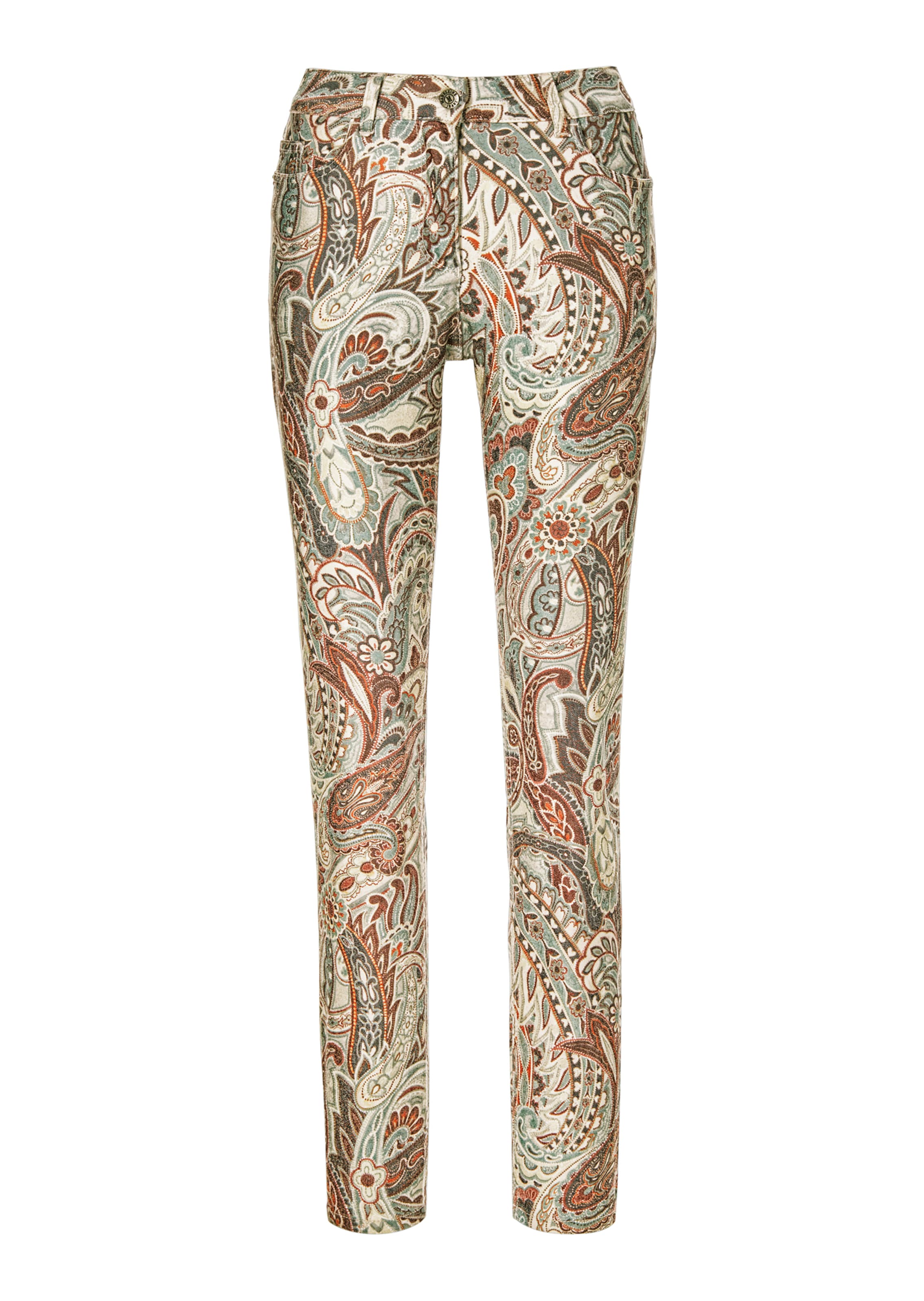 Slim jeans with paisley pattern