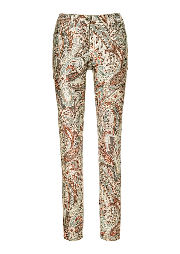 Schlanke Jeans mit Paisley-Muster
