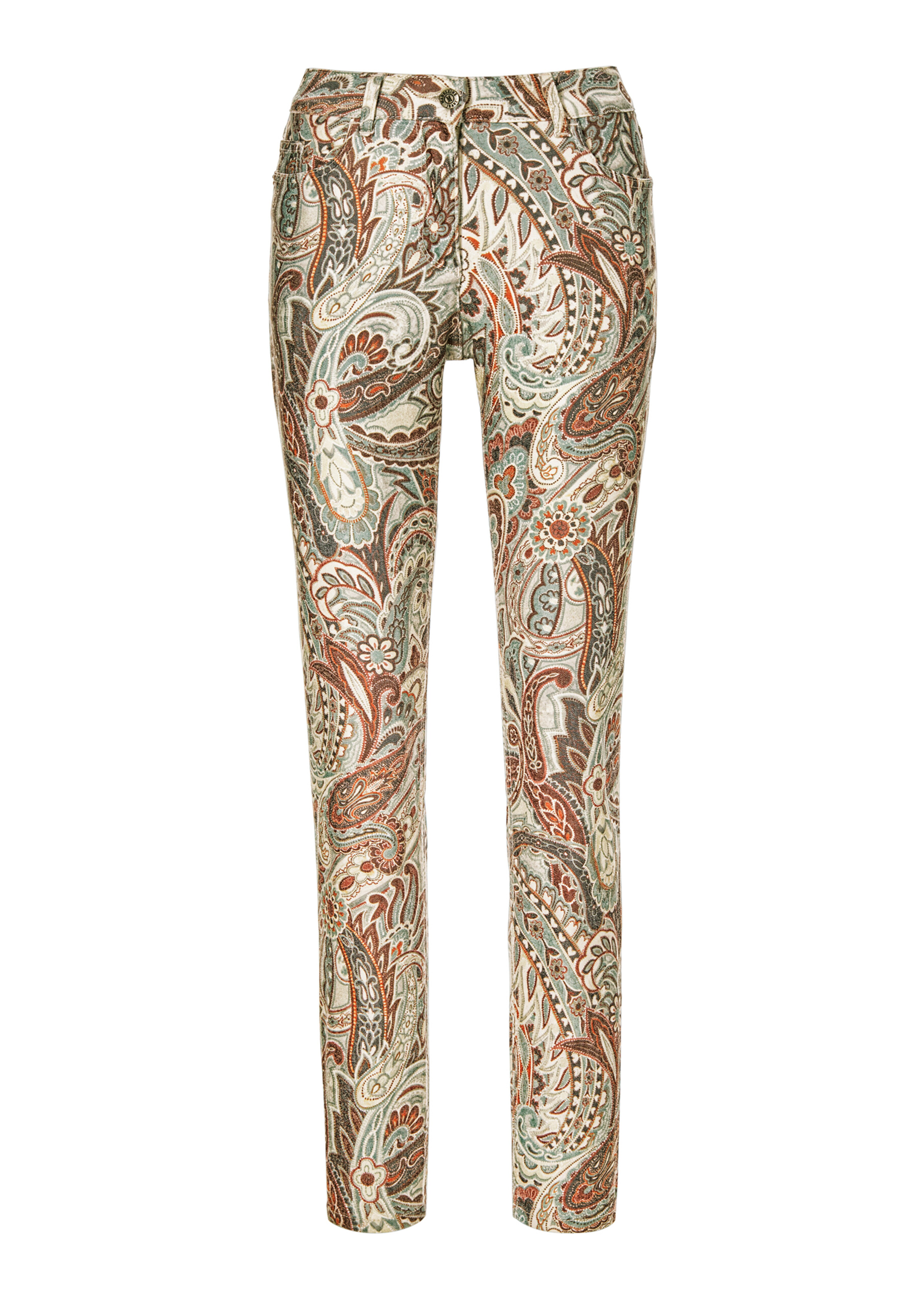 Slim jeans with paisley pattern