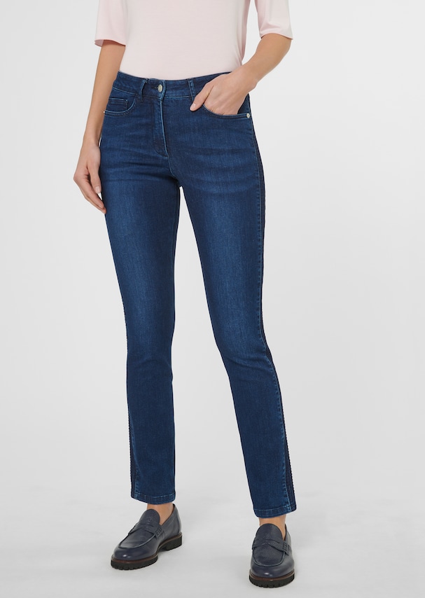 Stretch skinny fit jeans with decorative side trim