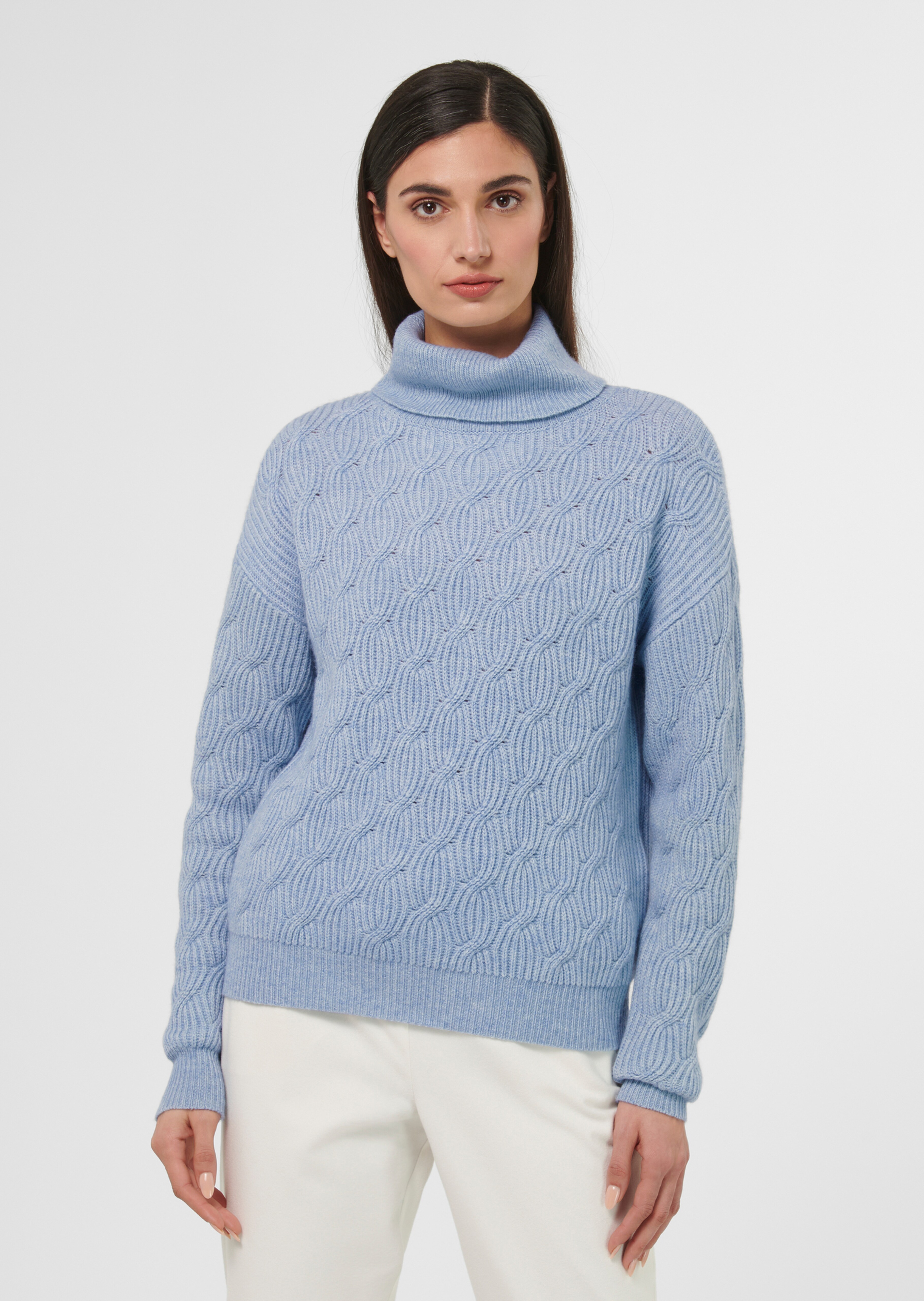 Zopfmuster-Pullover aus Schurwolle und Kaschmir