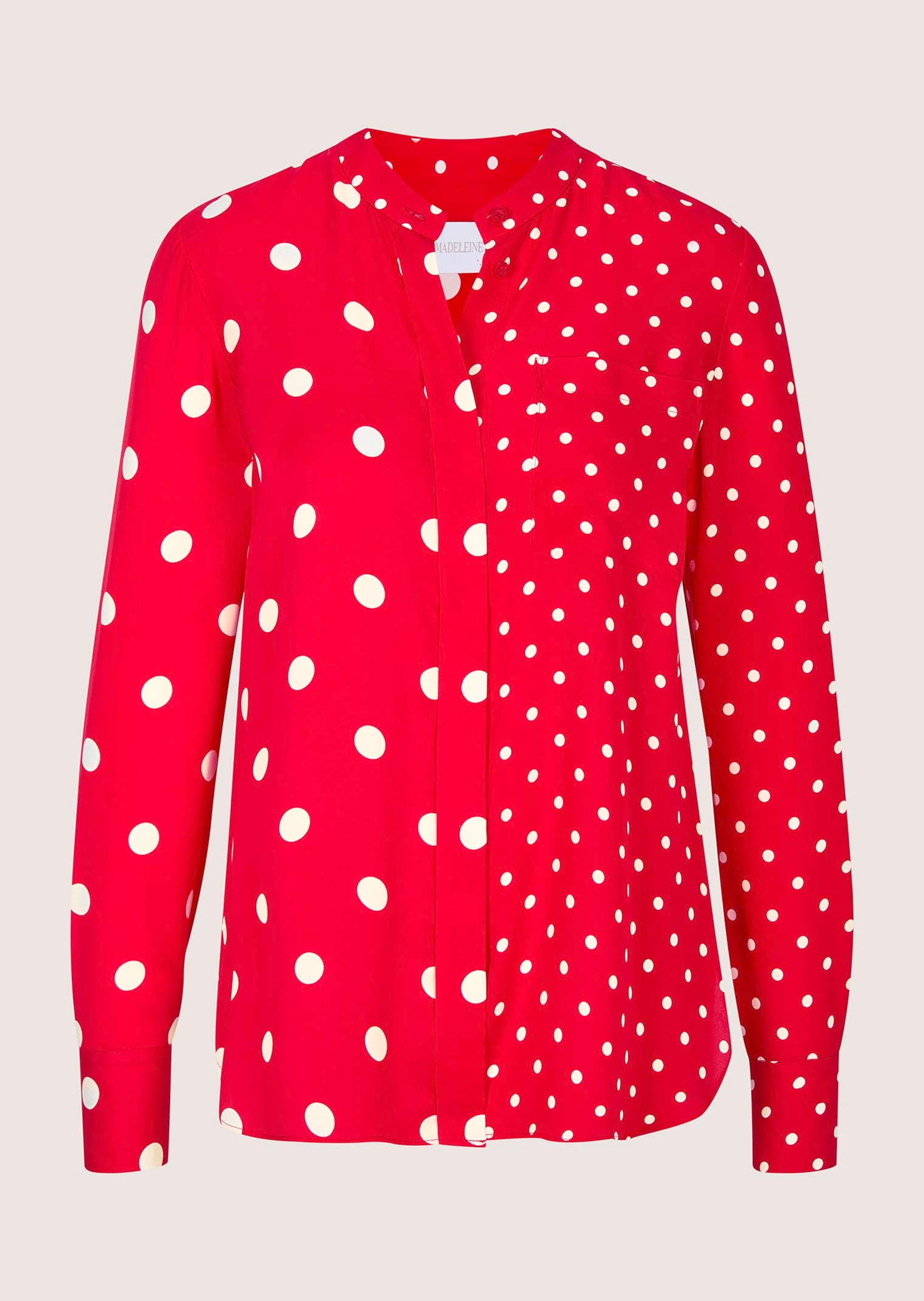 Long-sleeve polka dot shirt in red / white | MADELEINE Fashion