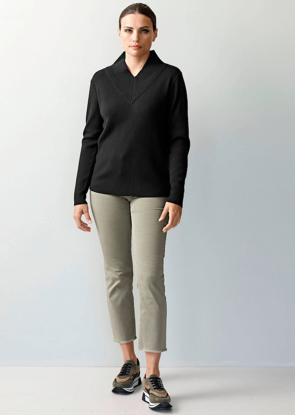 Pullover mit breitem V-Ausschnitt 1
