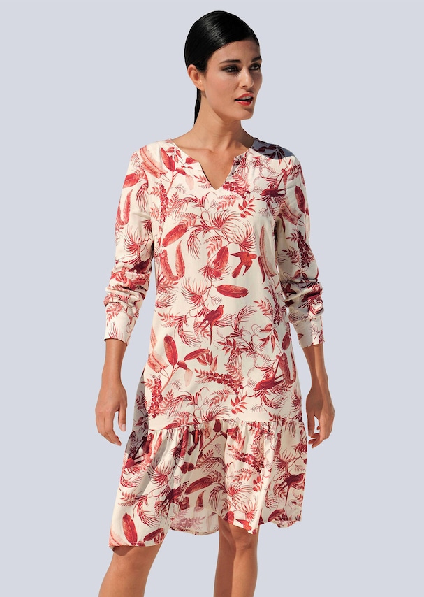 Kleid mit modischem Tropical-Dessin 1