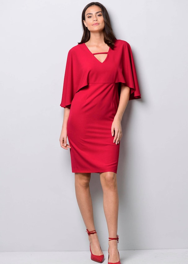 Kleid in Capeoptik und Zierband in Ausschnitt 3