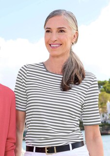 T-shirt à rayures en jersey de viscose thumbnail 7
