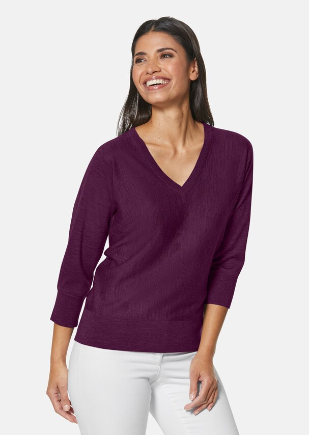 Jumper with V-neck and 3/4 sleeves