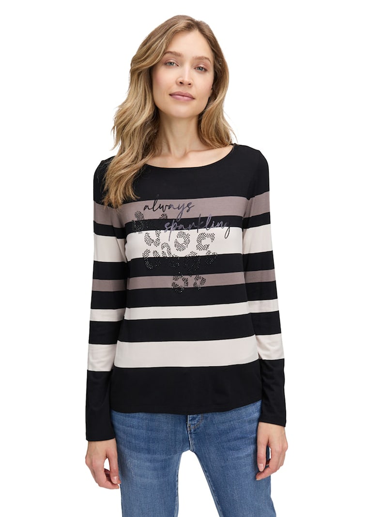 Jersey shirt met glittersteentjes