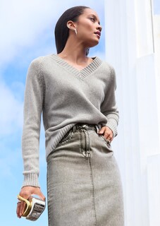 V-Pullover mit Kaschmir und Seide thumbnail 7