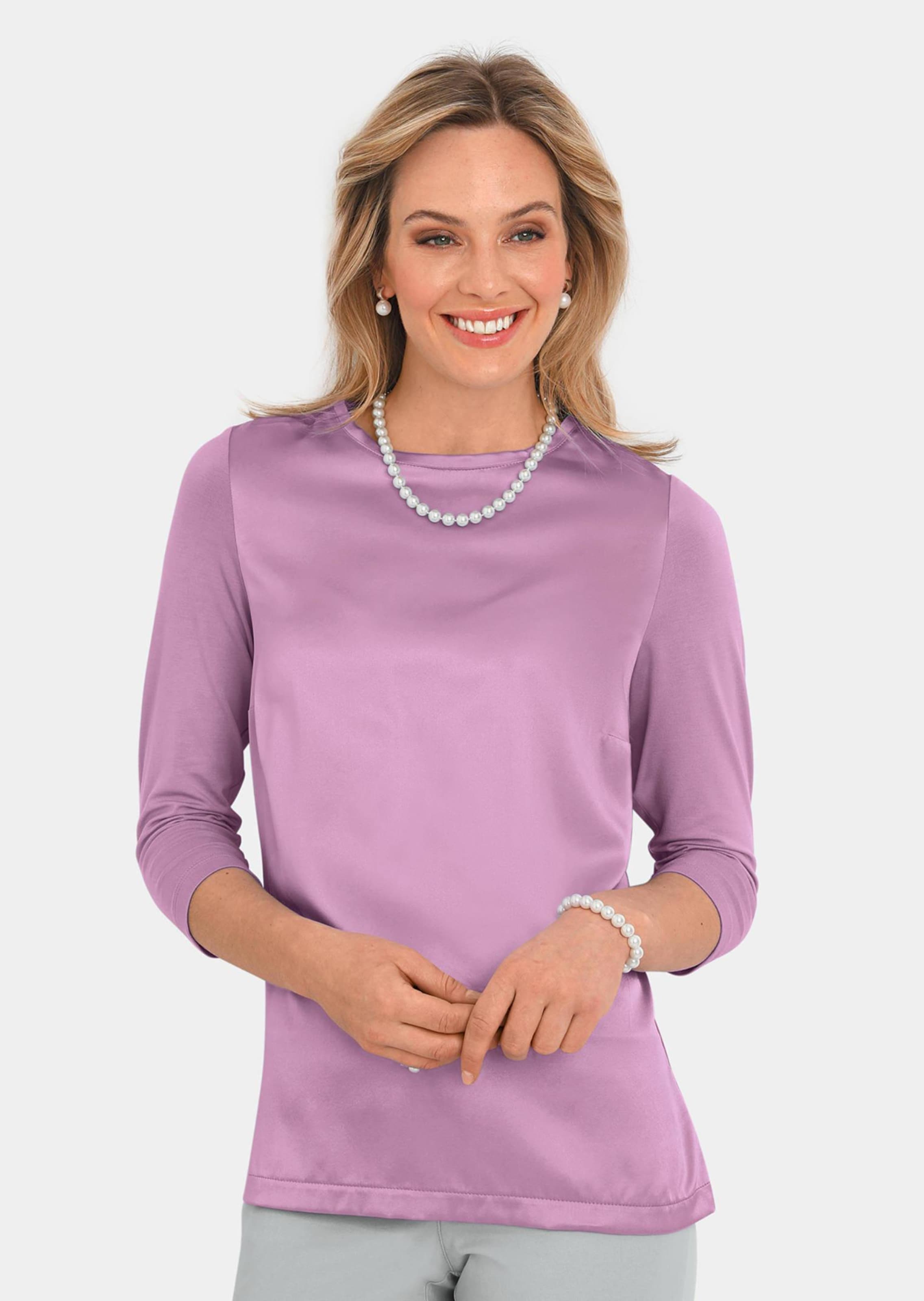 Blusenshirt mit schimmerndem Seideneinsatz