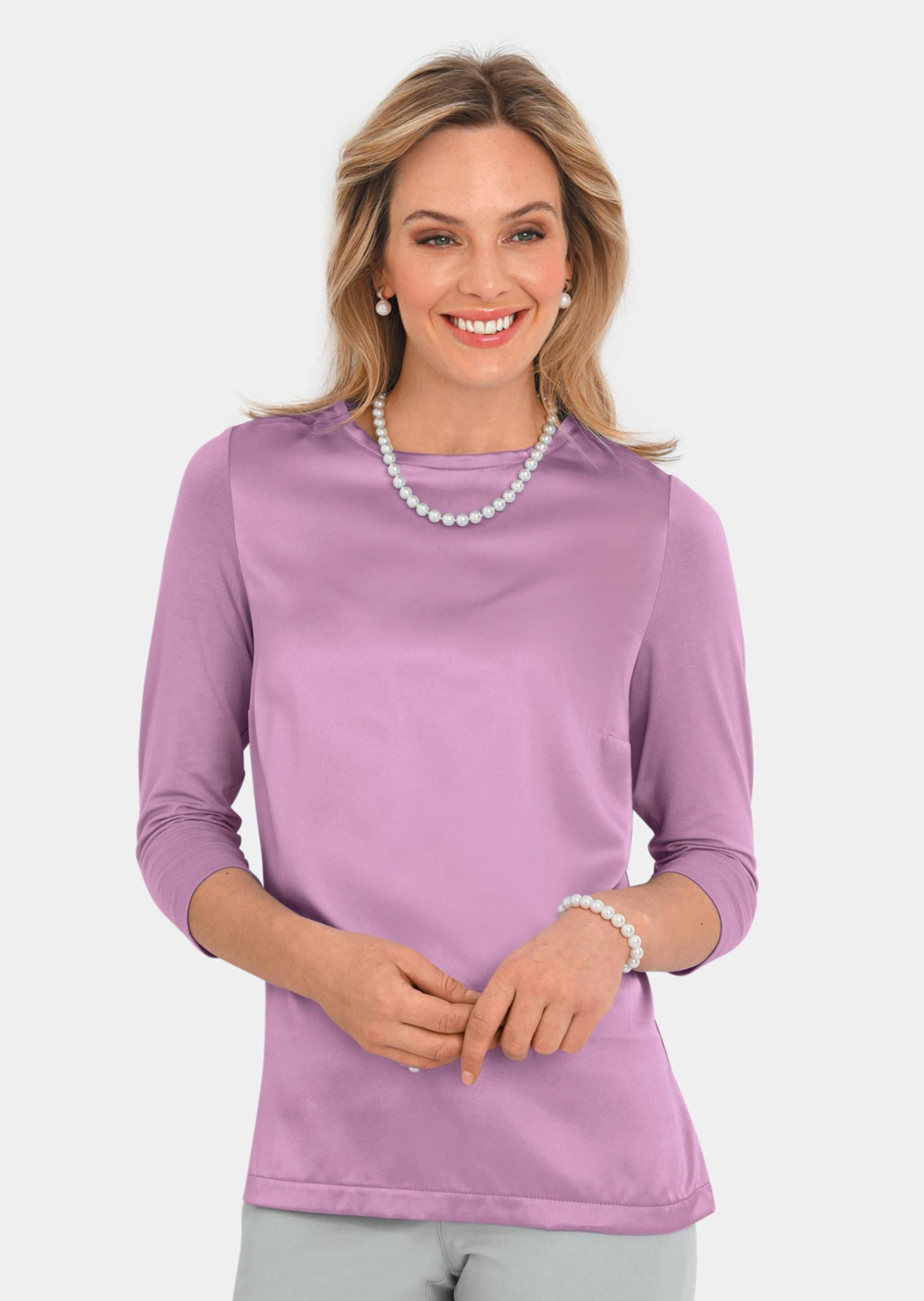 Blusenshirt mit schimmerndem Seideneinsatz