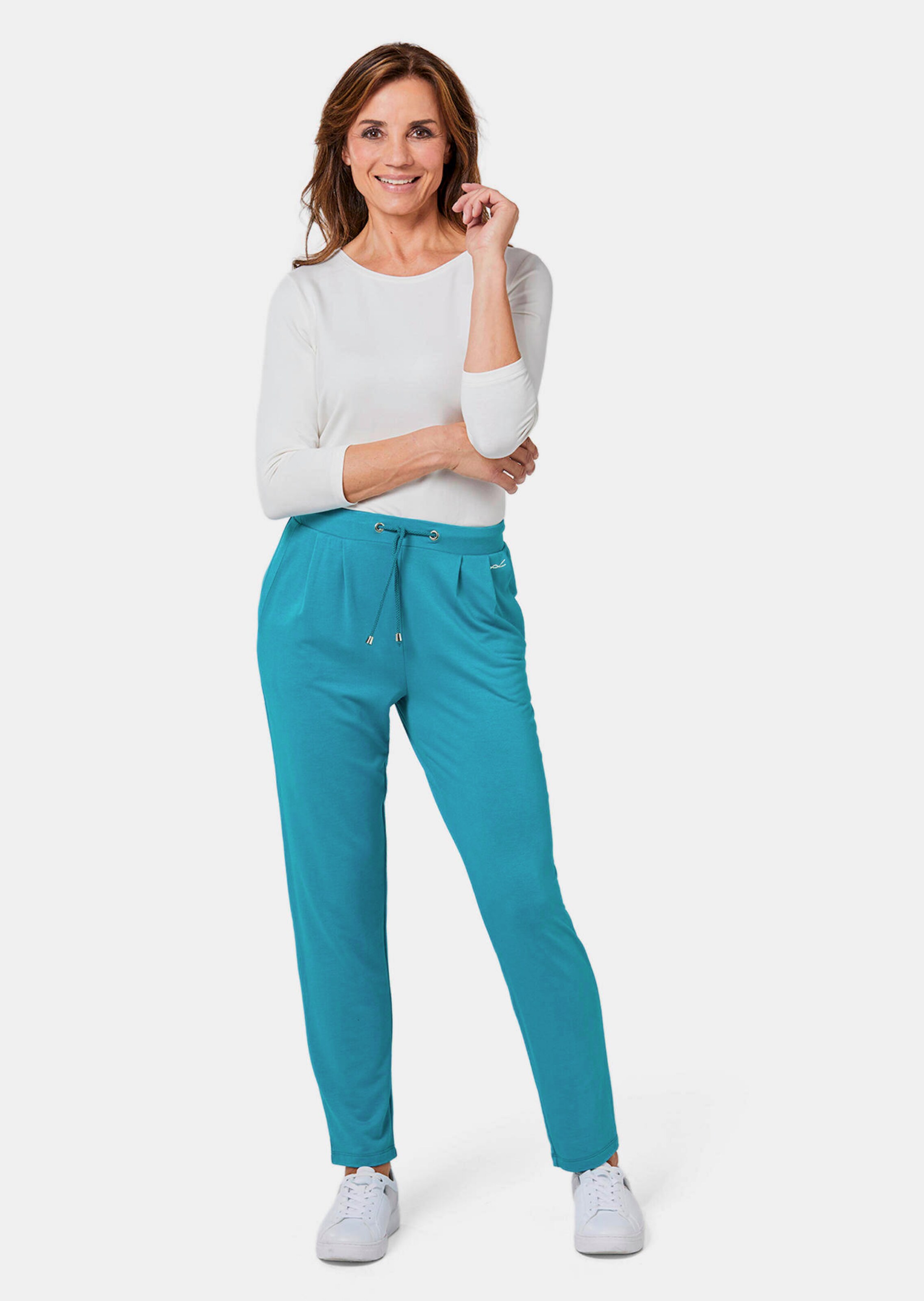 Confortable pantalon à taille élastique - turquoise - Gr. 40 de Goldner Fashion