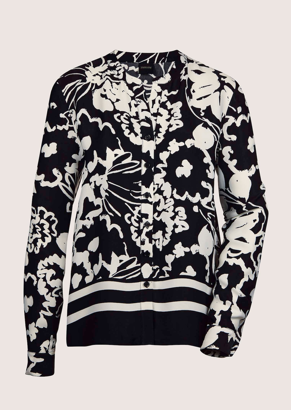 Rundhals-Bluse mit Unikat-Print