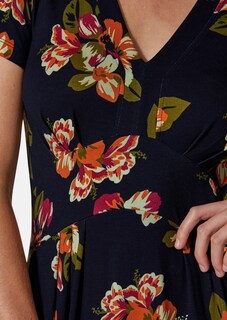 Langes Jerseykleid mit V-Ausschnitt und kurzen Ärmeln thumbnail 5