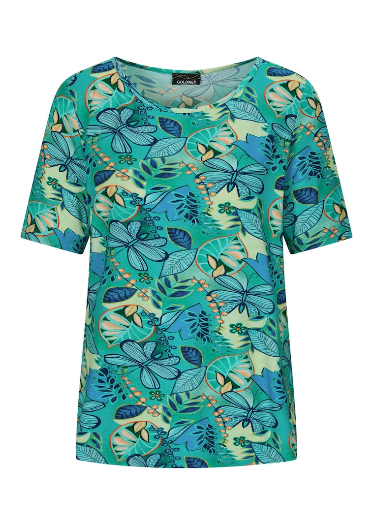 Jersey-Shirt mit U-Boot-Ausschnitt