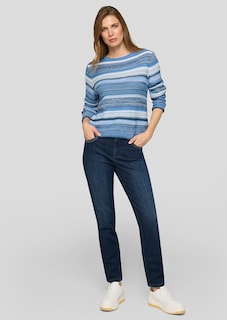 Gestreepte pullover van structuurtricot thumbnail 2