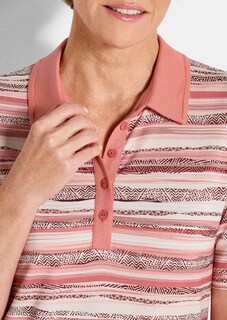 Geringeltes Poloshirt aus Viskose-Jersey thumbnail 5
