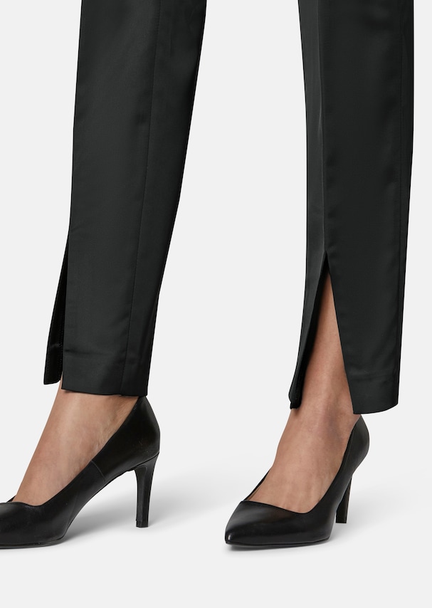 Satin trousers with front hem slits 4