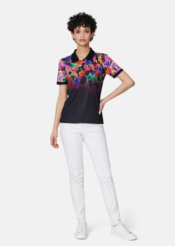 Classic polo shirt with floral accents 1