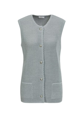 gris Gilet en tricot indéformable orné de ravissants boutons