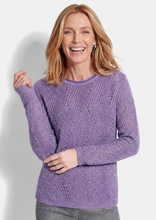 Weicher Ajourpullover mit Glanzgarn thumbnail 1