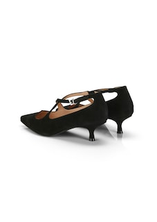Veloursleder-Pumps mit Pfennig-Absatz thumbnail 3