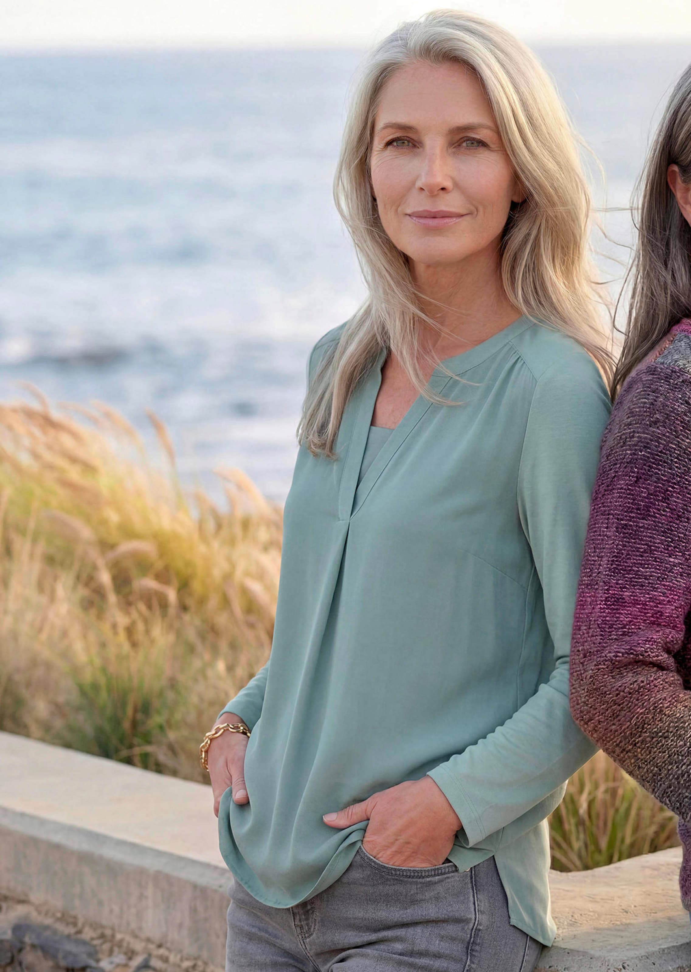 Blusenshirt mit Chiffon-Einsatz