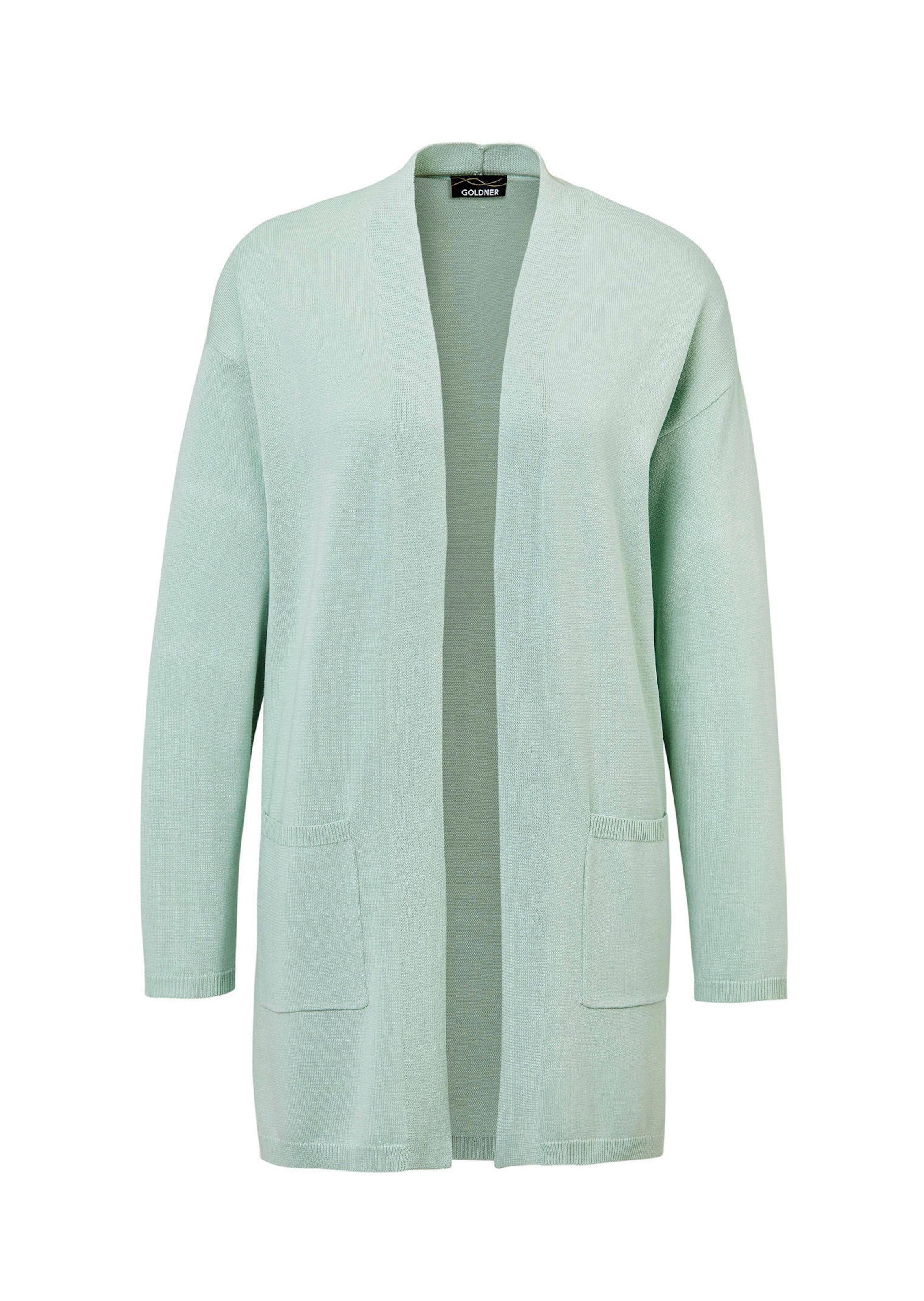 Lang tricot jasje met opgestikte zakken