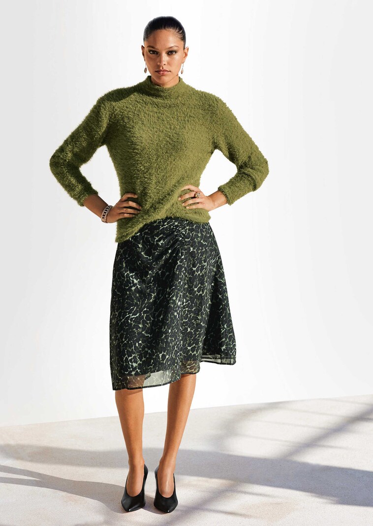 Flared skirt in camouflage look