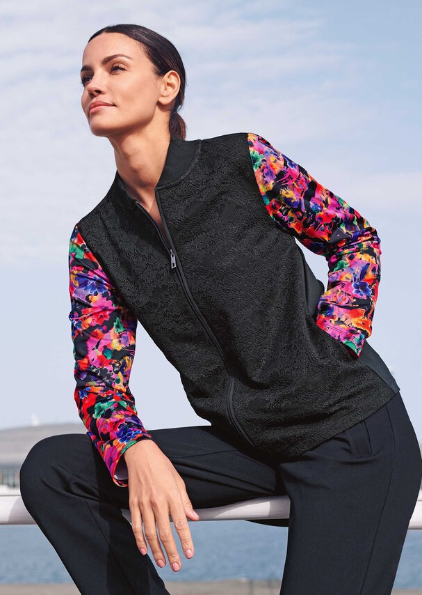 Jacket with trendy floral sleeves