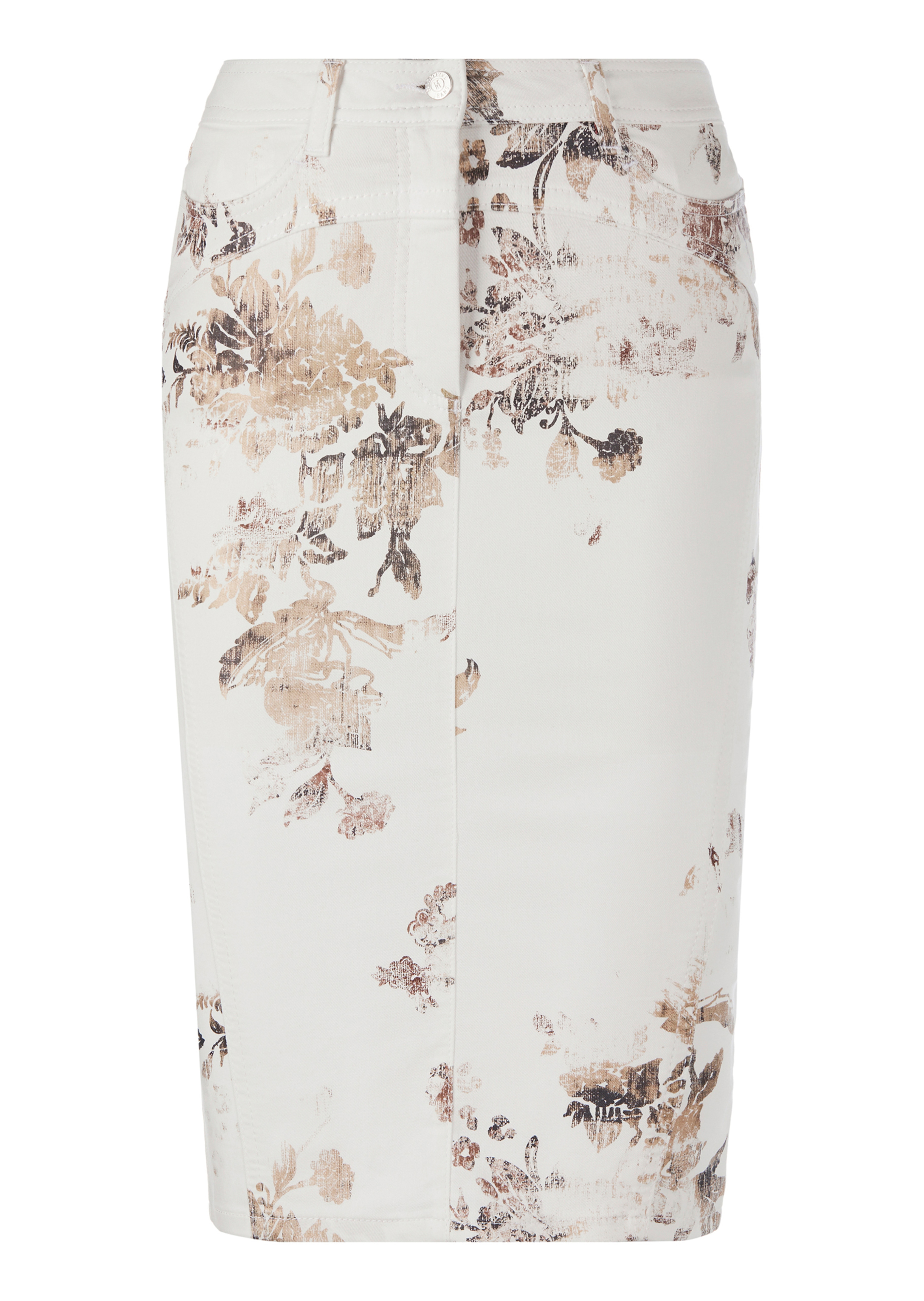 Printed pencil skirt with pockets and belt loops