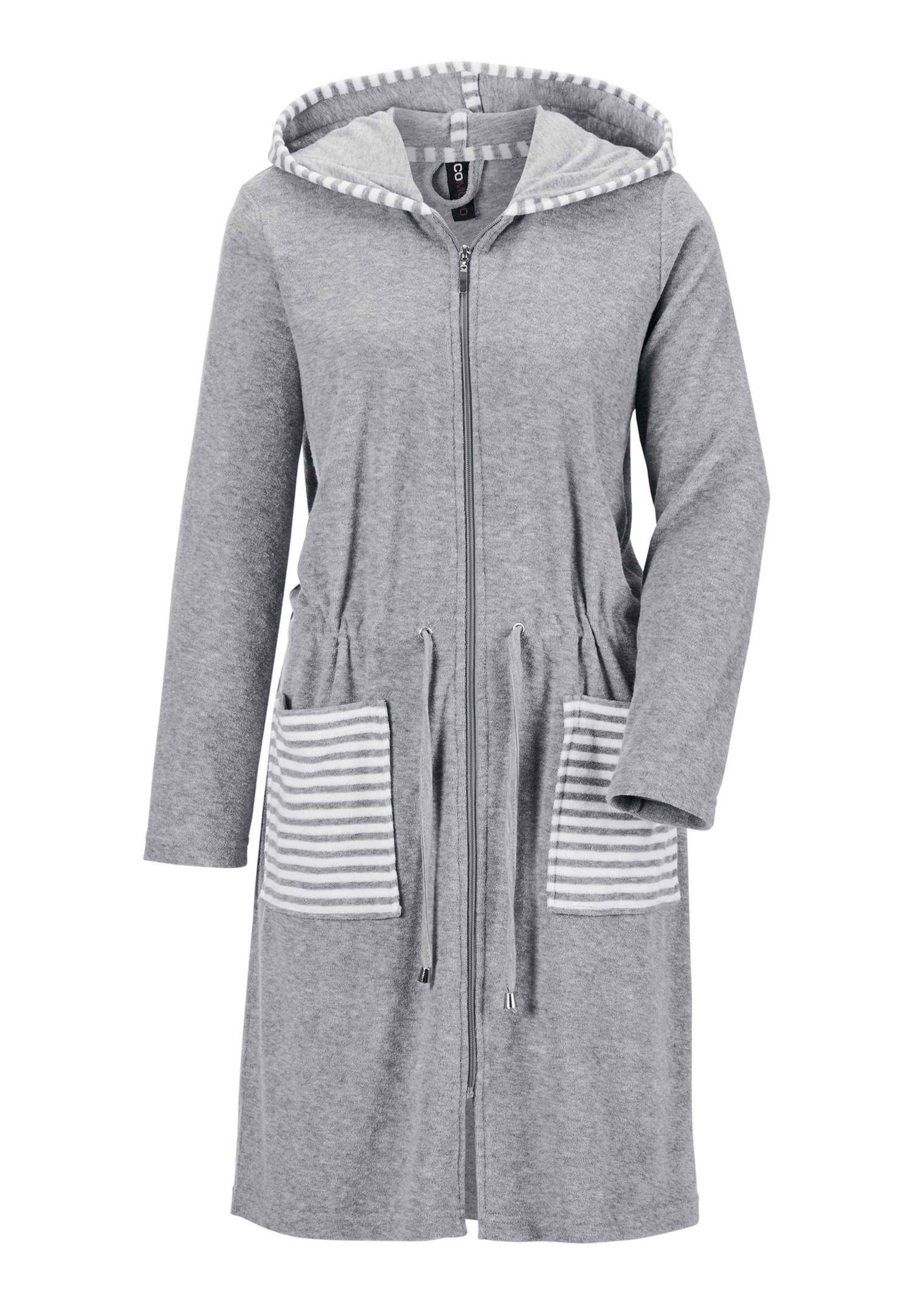 Leichtfrottee-Hausmantel mit Reißverschluss und Kapuze
