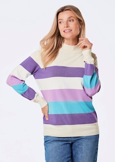 Pull en tricot avec rayures color bloc thumbnail 1