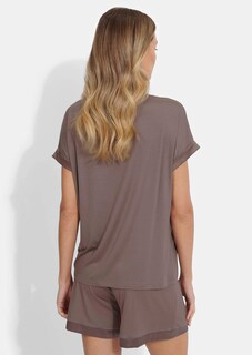 T-shirt de pyjama avec détails en satin thumbnail 2